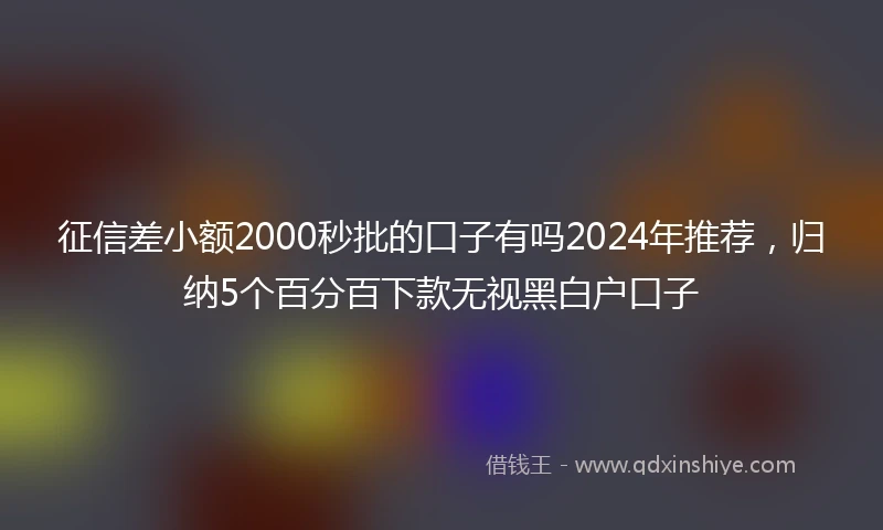 征信差小额2000秒批的口子有吗2024年推荐，归纳5个百分百下款无视黑白户口子