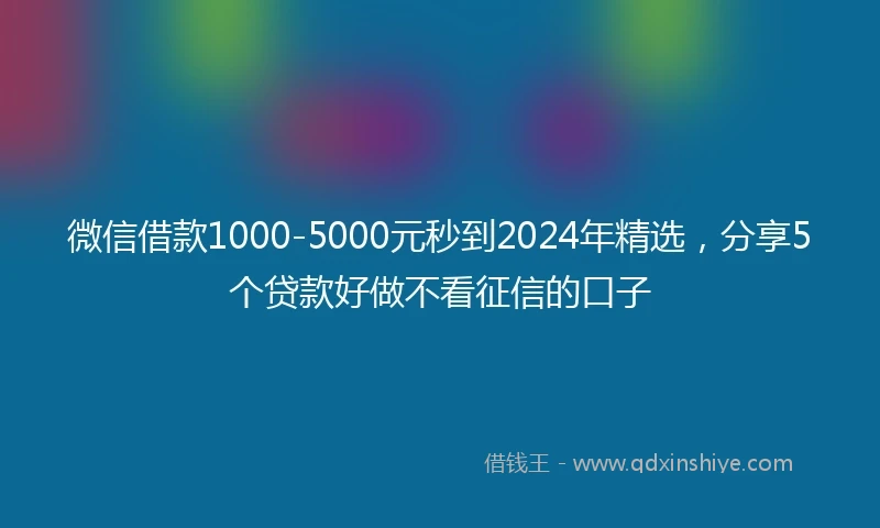 微信借款1000-5000元秒到2024年精选，分享5个贷款好做不看征信的口子