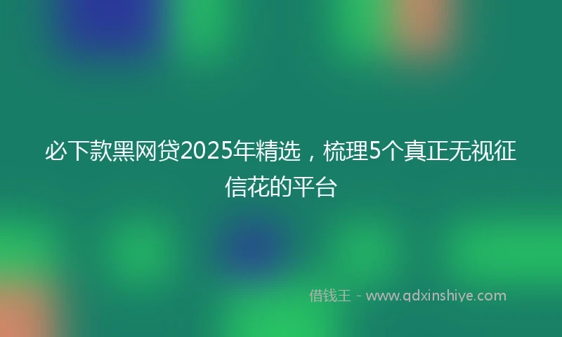 必下款黑网贷2025年精选，梳理5个真正无视征信花的平台