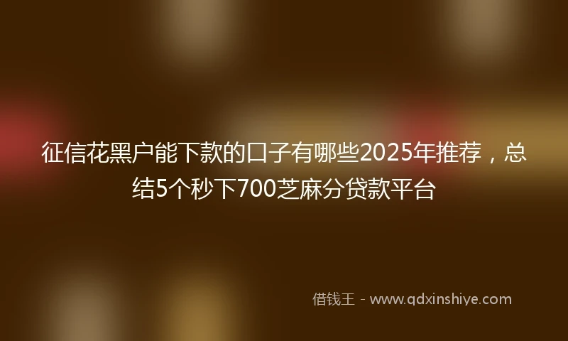征信花黑户能下款的口子有哪些2025年推荐，总结5个秒下700芝麻分贷款平台