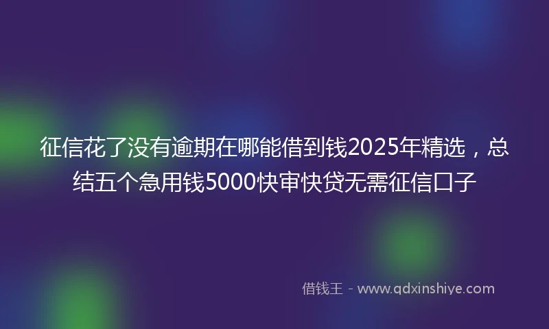 征信花了没有逾期在哪能借到钱2025年精选，总结五个急用钱5000快审快贷无需征信口子