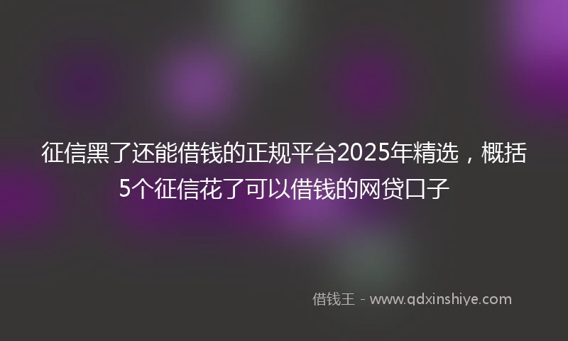 征信黑了还能借钱的正规平台2025年精选，概括5个征信花了可以借钱的网贷口子