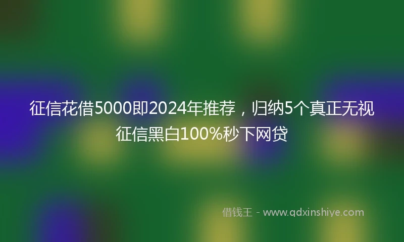 征信花借5000即2024年推荐，归纳5个真正无视征信黑白100%秒下网贷
