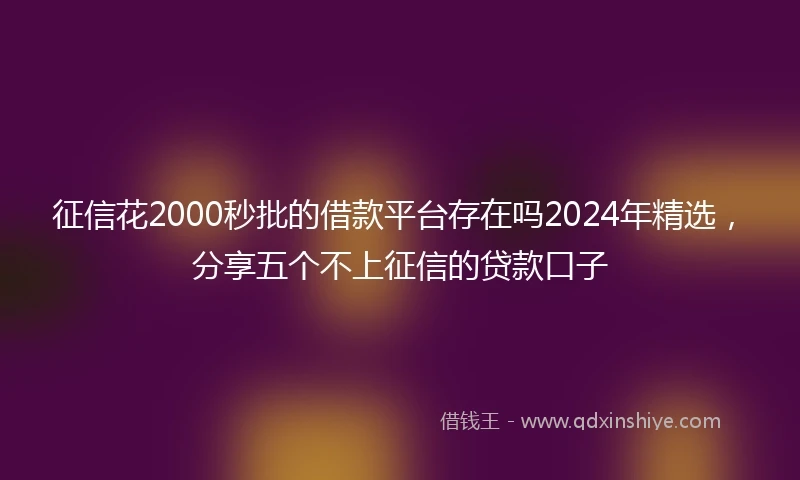 征信花2000秒批的借款平台存在吗2024年精选，分享五个不上征信的贷款口子