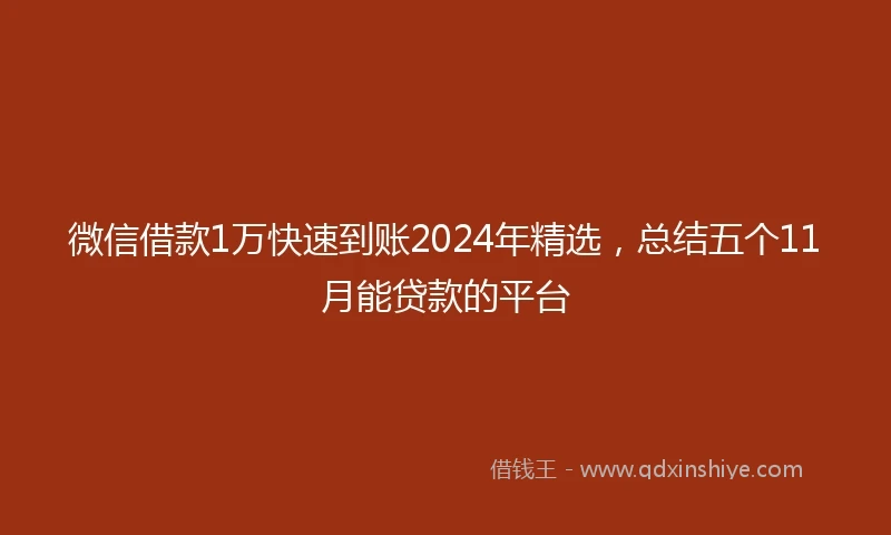 微信借款1万快速到账2024年精选，总结五个11月能贷款的平台