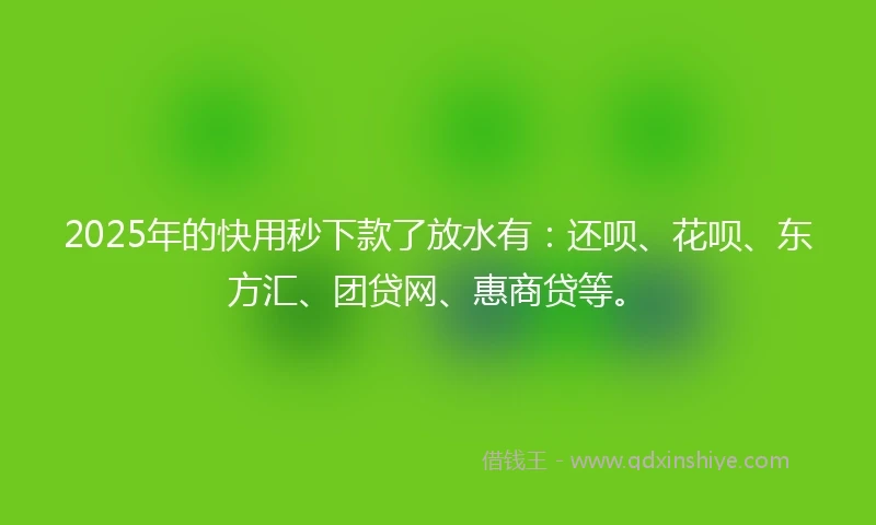 2025年的快用秒下款了放水有:还呗、花呗、东方汇、团贷网、惠商贷等。