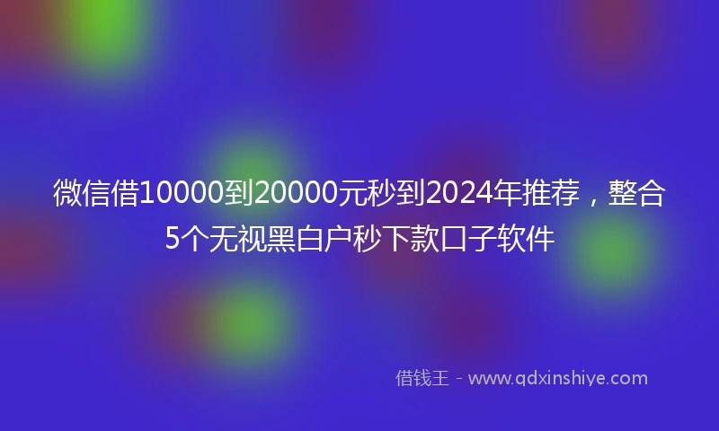 微信借10000到20000元秒到2024年推荐，整合5个无视黑白户秒下款口子软件