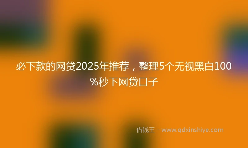 必下款的网贷2025年推荐，整理5个无视黑白100%秒下网贷口子