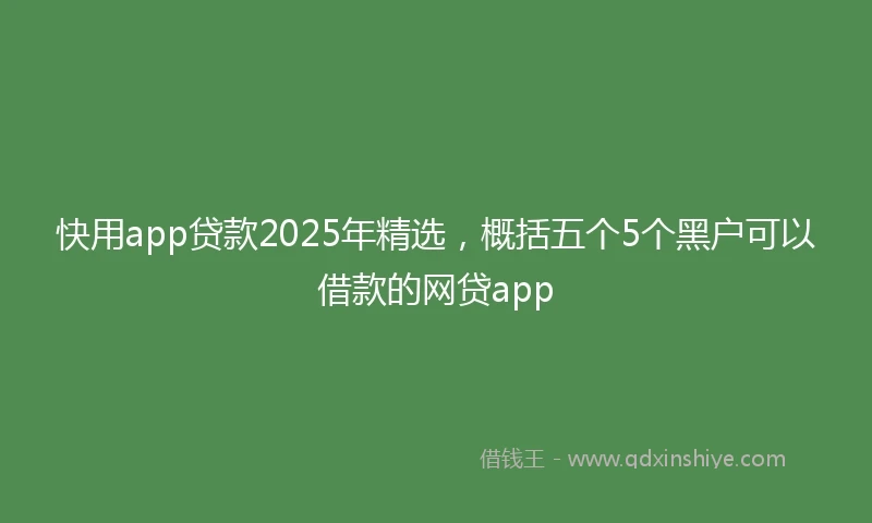 快用app贷款2025年精选，概括五个5个黑户可以借款的网贷app
