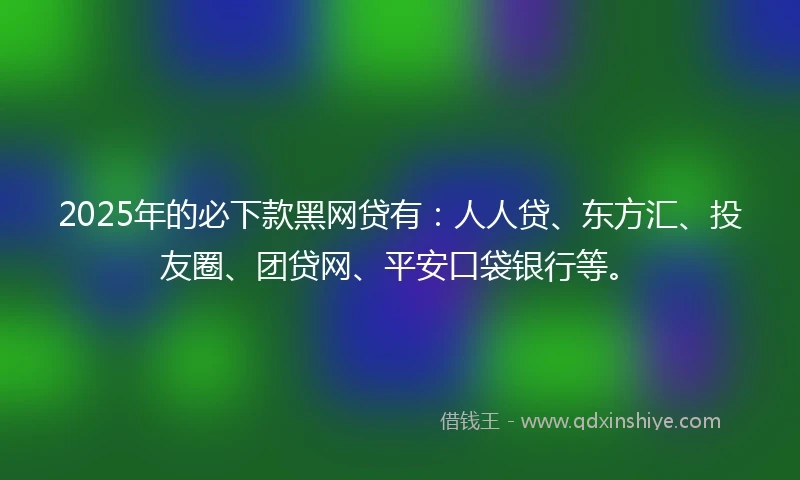 2025年的必下款黑网贷有：人人贷、东方汇、投友圈、团贷网、平安口袋银行等。