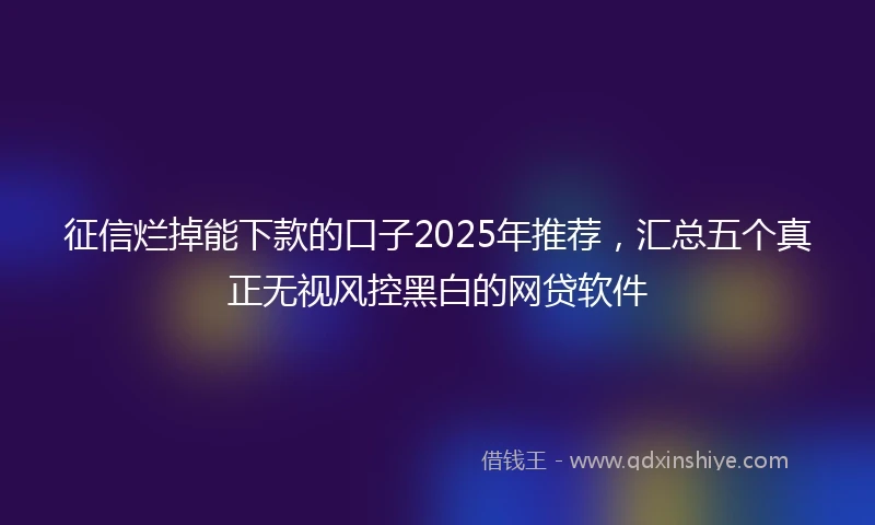 征信烂掉能下款的口子2025年推荐，汇总五个真正无视风控黑白的网贷软件