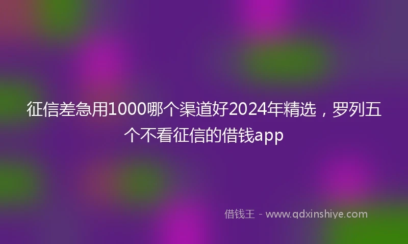 征信差急用1000哪个渠道好2024年精选，罗列五个不看征信的借钱app
