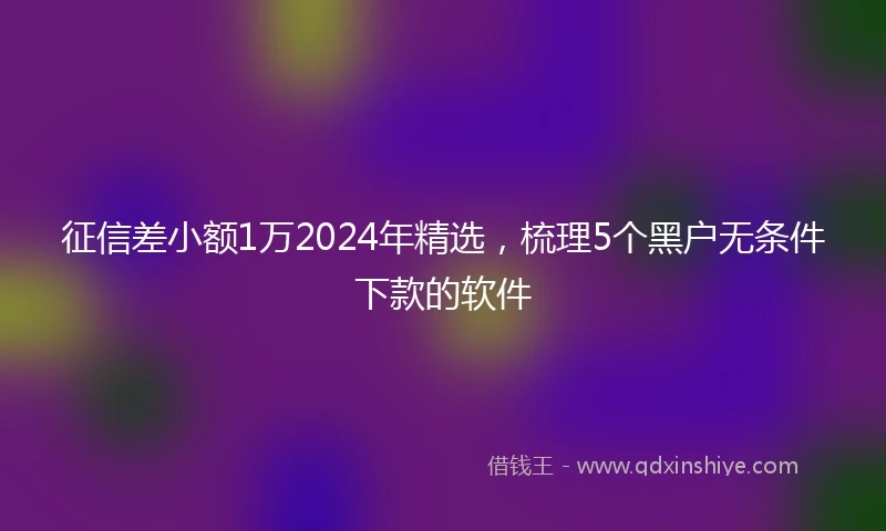 征信差小额1万2024年精选，梳理5个黑户无条件下款的软件