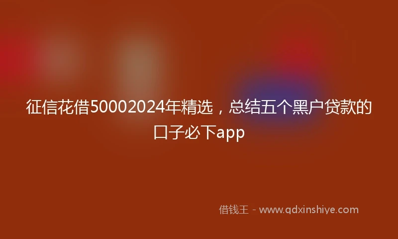 征信花借50002024年精选，总结五个黑户贷款的口子必下app