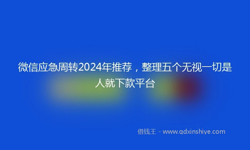 微信应急周转2024年推荐，整理五个无视一切是人就下款平台