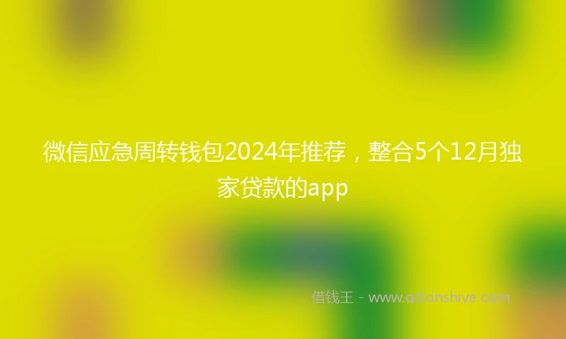 微信应急周转钱包2024年推荐，整合5个12月独家贷款的app
