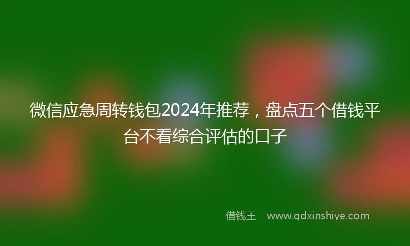 微信应急周转钱包2024年推荐，盘点五个借钱平台不看综合评估的口子