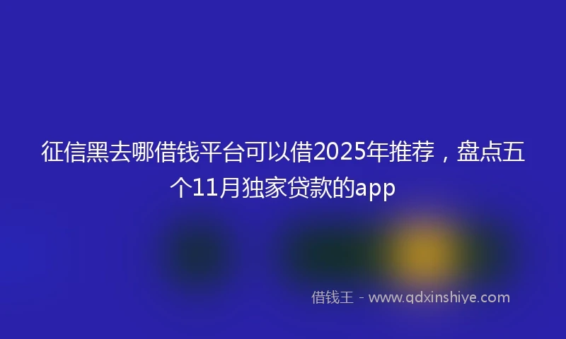 征信黑去哪借钱平台可以借2025年推荐，盘点五个11月独家贷款的app