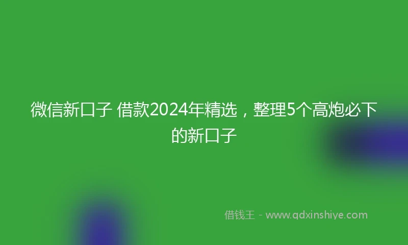 微信新口子 借款2024年精选，整理5个高炮必下的新口子