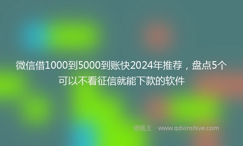 微信借1000到5000到账快2024年推荐，盘点5个可以不看征信就能下款的软件