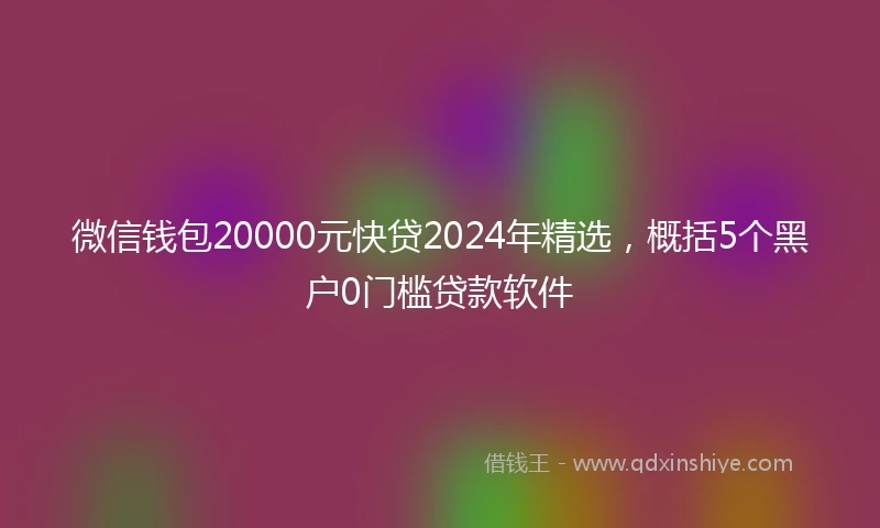 微信钱包20000元快贷2024年精选，概括5个黑户0门槛贷款软件