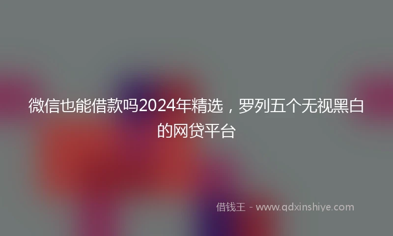 微信也能借款吗2024年精选，罗列五个无视黑白的网贷平台