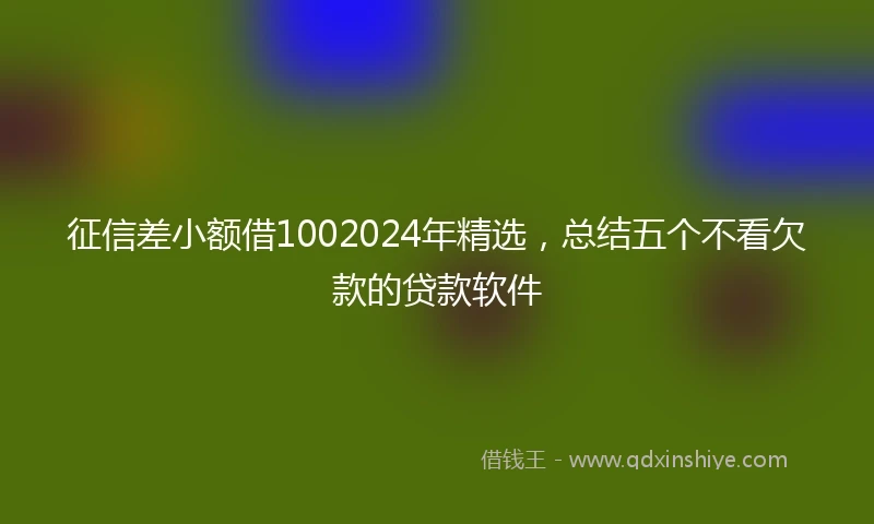 征信差小额借1002024年精选，总结五个不看欠款的贷款软件