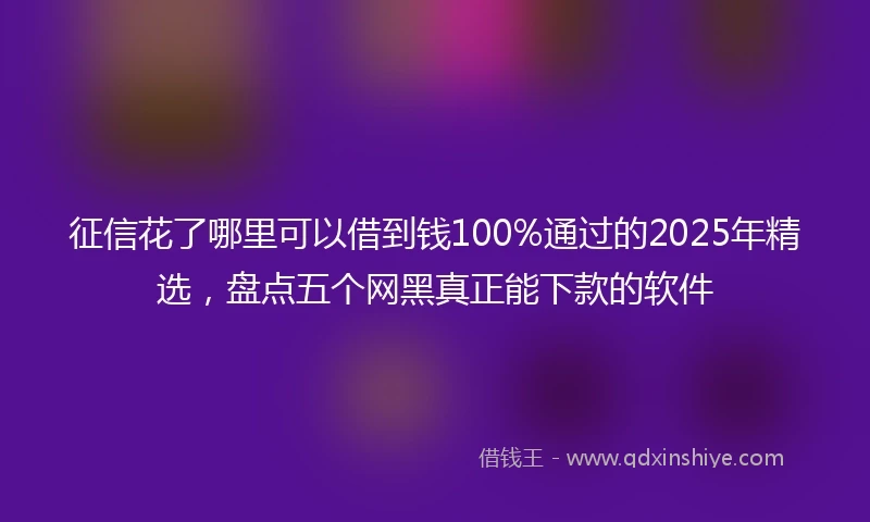 征信花了哪里可以借到钱100%通过的2025年精选，盘点五个网黑真正能下款的软件