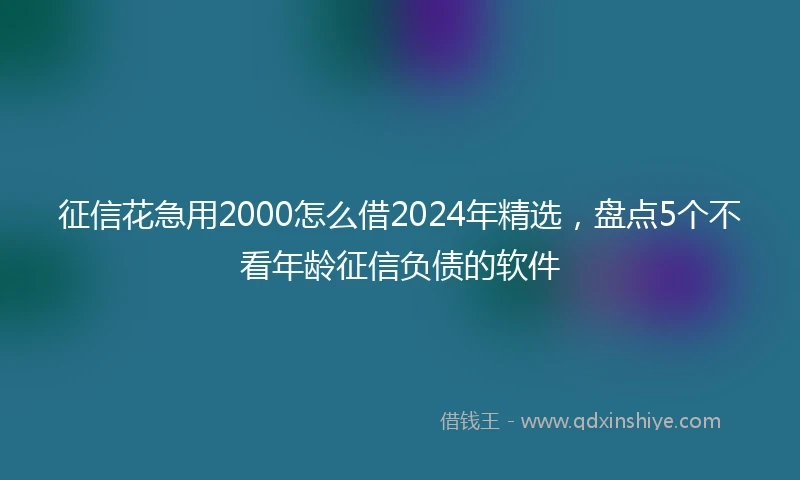 征信花急用2000怎么借2024年精选，盘点5个不看年龄征信负债的软件