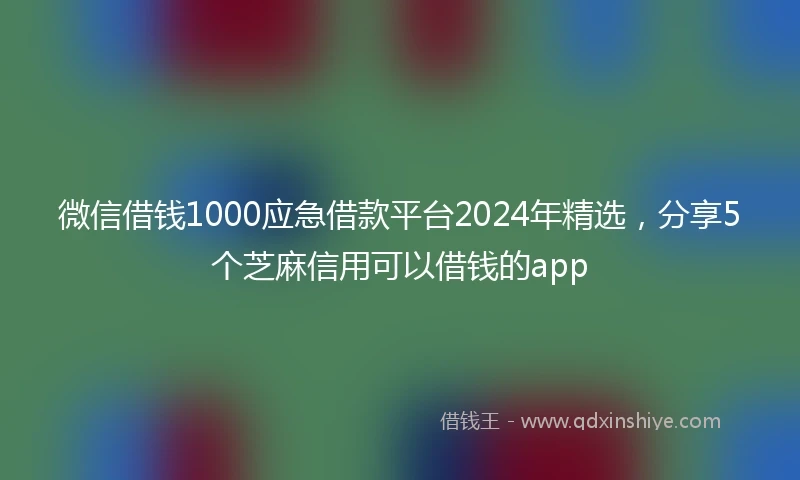 微信借钱1000应急借款平台2024年精选，分享5个芝麻信用可以借钱的app