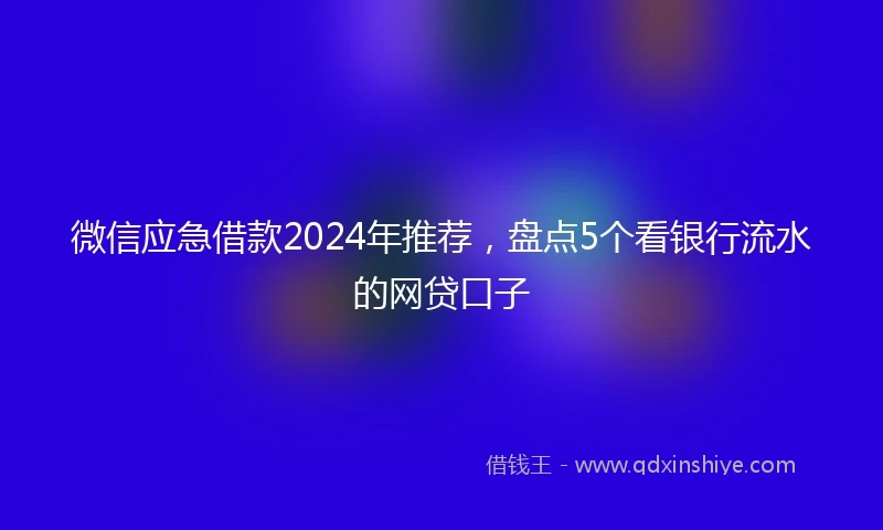 微信应急借款2024年推荐，盘点5个看银行流水的网贷口子