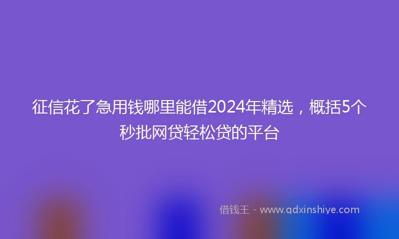 征信花了急用钱哪里能借2024年精选，概括5个秒批网贷轻松贷的平台