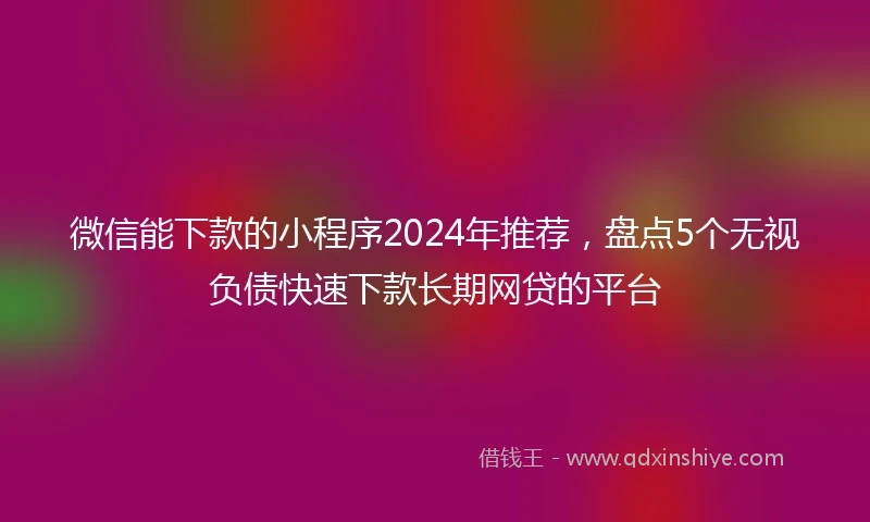 微信能下款的小程序2024年推荐，盘点5个无视负债快速下款长期网贷的平台