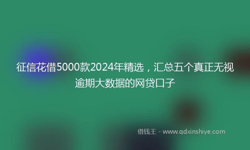 征信花借5000款2024年精选，汇总五个真正无视逾期大数据的网贷口子