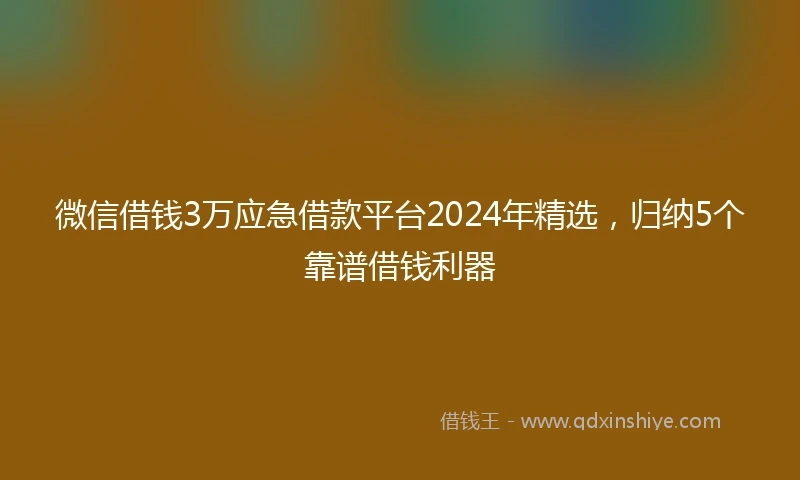 微信借钱3万应急借款平台2024年精选，归纳5个靠谱借钱利器