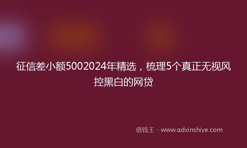 征信差小额5002024年精选，梳理5个真正无视风控黑白的网贷