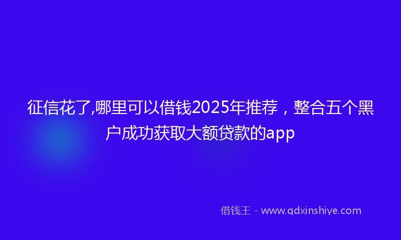 征信花了,哪里可以借钱2025年推荐，整合五个黑户成功获取大额贷款的app