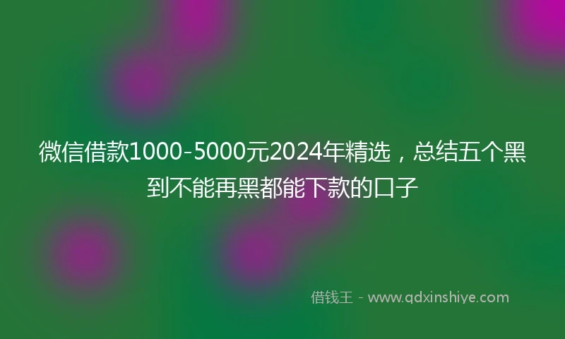 微信借款1000-5000元2024年精选，总结五个黑到不能再黑都能下款的口子