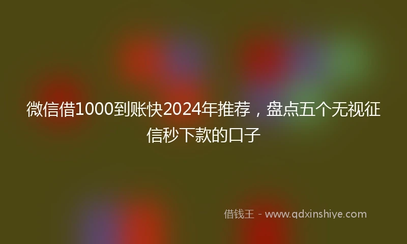 微信借1000到账快2024年推荐，盘点五个无视征信秒下款的口子