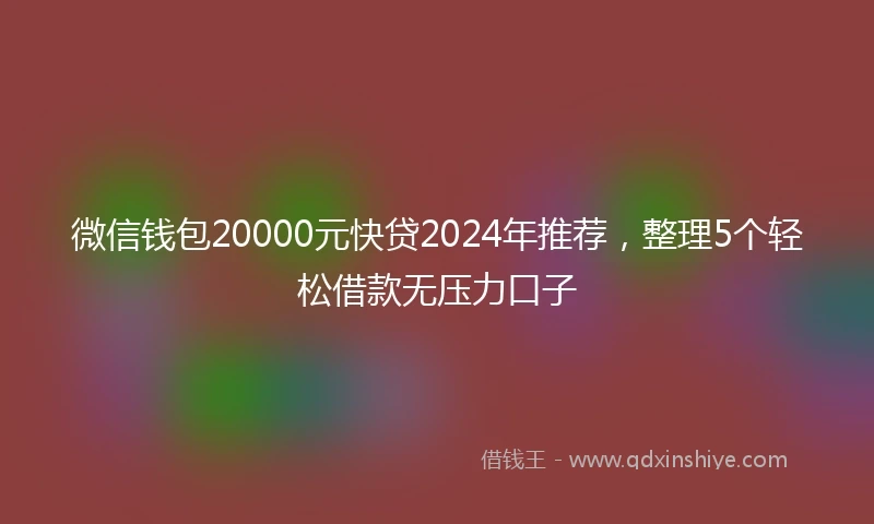 微信钱包20000元快贷2024年推荐,整理5个轻松借款无压力口子