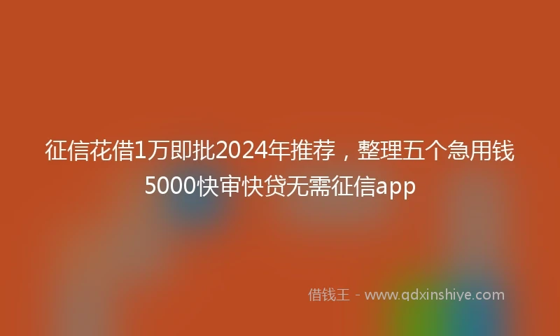 征信花借1万即批2024年推荐，整理五个急用钱5000快审快贷无需征信app