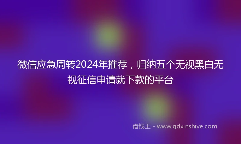微信应急周转2024年推荐，归纳五个无视黑白无视征信申请就下款的平台