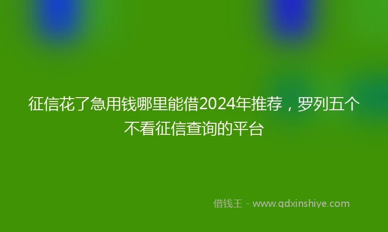 征信花了急用钱哪里能借2024年推荐，罗列五个不看征信查询的平台