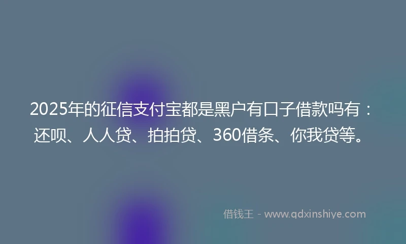 2025年的征信支付宝都是黑户有口子借款吗有：还呗、人人贷、拍拍贷、360借条、你我贷等。