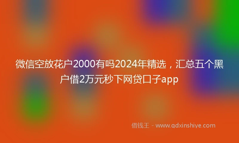 微信空放花户2000有吗2024年精选，汇总五个黑户借2万元秒下网贷口子app