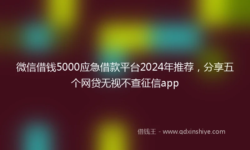 微信借钱5000应急借款平台2024年推荐，分享五个网贷无视不查征信app