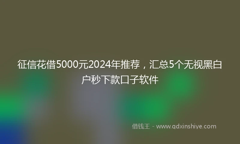 征信花借5000元2024年推荐，汇总5个无视黑白户秒下款口子软件