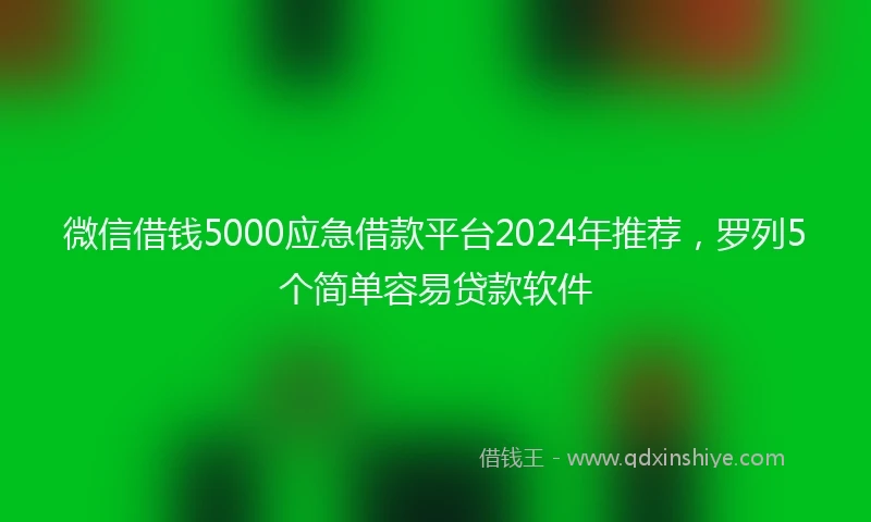 微信借钱5000应急借款平台2024年推荐，罗列5个简单容易贷款软件