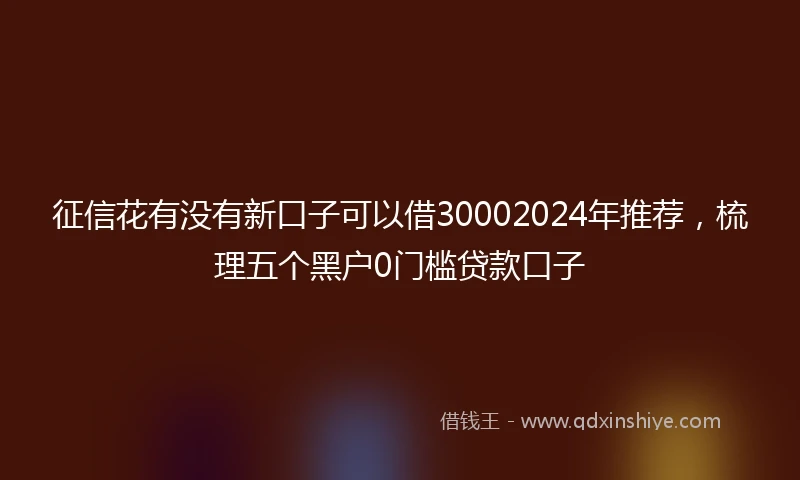 征信花有没有新口子可以借30002024年推荐，梳理五个黑户0门槛贷款口子