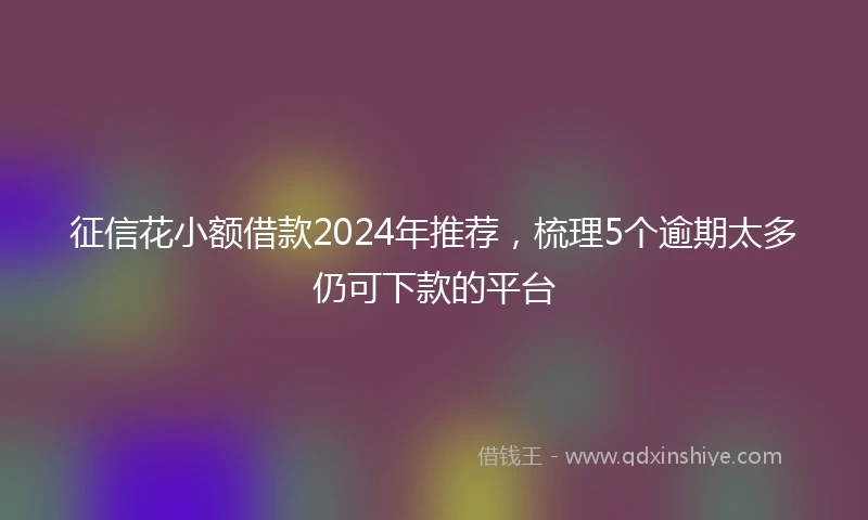 征信花小额借款2024年推荐，梳理5个逾期太多仍可下款的平台